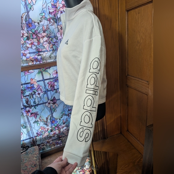 Adidas Women's White Quarter-Zip Sweatshirt - Picture 4 of 5